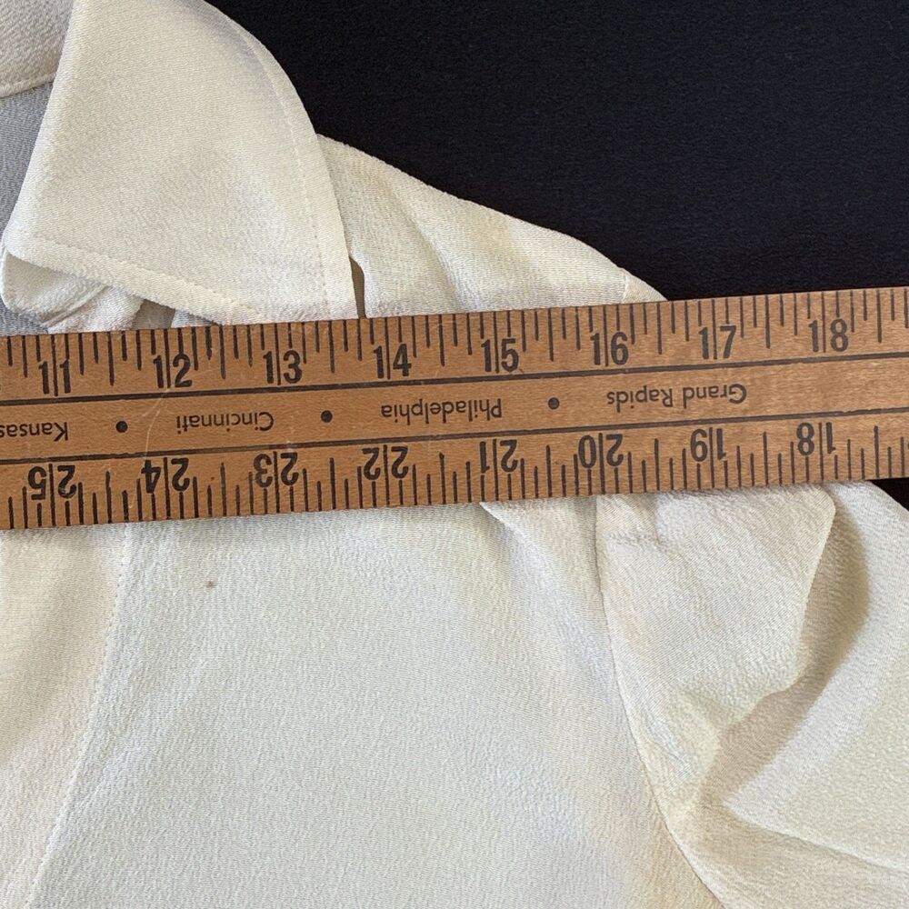 Trina Turk Long Sleeve Blouse Small? Ivory Statement Cuff Gold Buttons STAINS - Picture 7 of 16